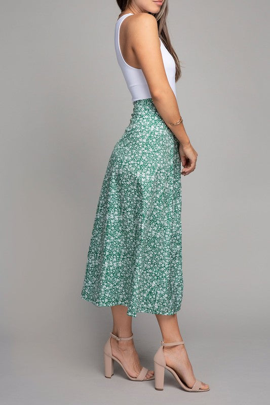 Floral midi skirt with slit