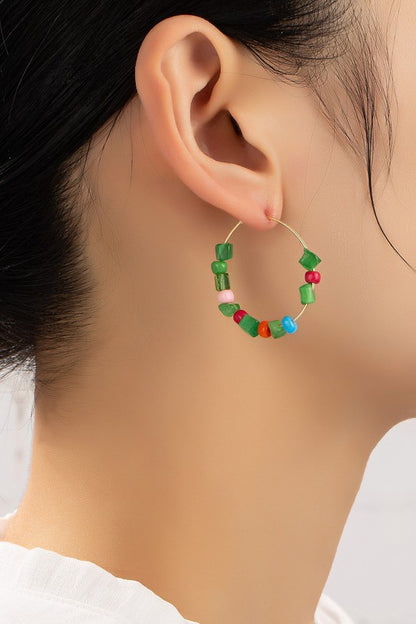 Natural stone chip hoop earrings