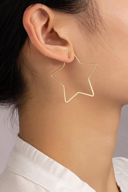 Trio graduate size star hoop earrings