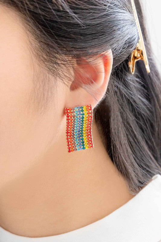 Wavy Rainbow Bar Earrings