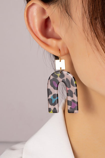 Animal print arch drop earrings