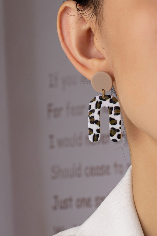 Leopard print arch drop earrings