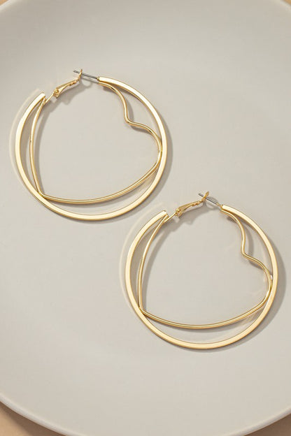 Heart hoop inside a circle hoop earrings
