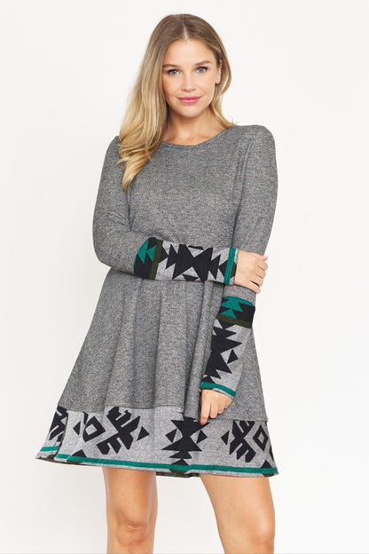 Terry Plaid Layered Fit And Flare Dress