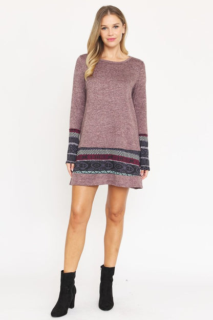 Plus Size Scandinavian Print Knit Dress