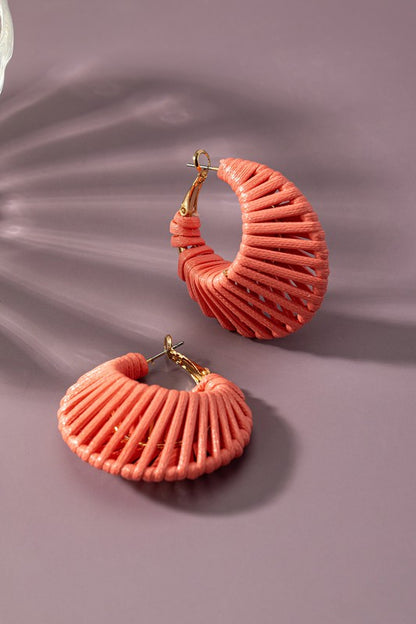 Cord braided cone shape hoop earrings
