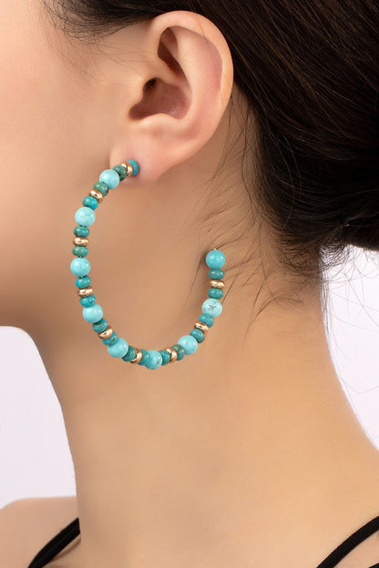 Semi precious stone hoop earrings
