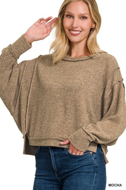 Brushed Melange Hacci Oversized Sweater-femmiflare.com