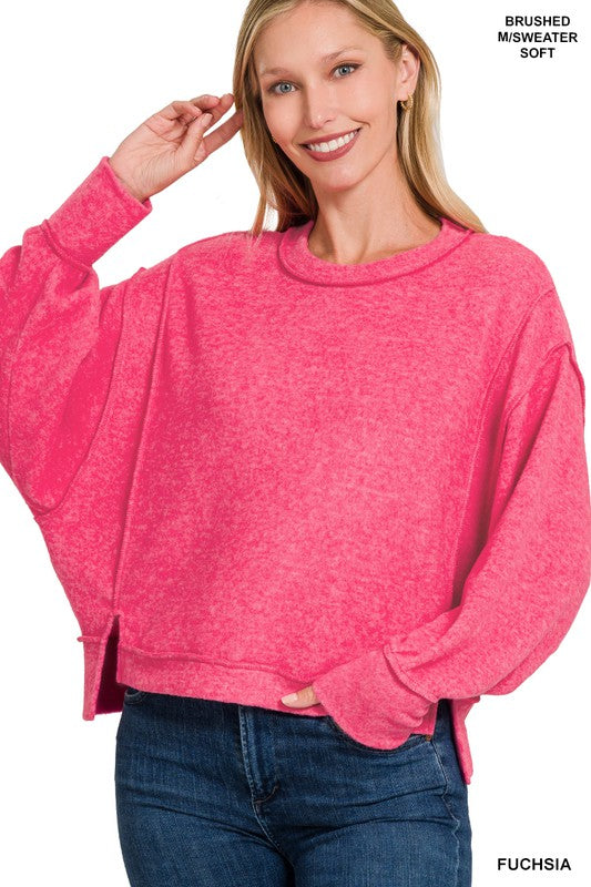 Brushed Melange Hacci Oversized Sweater-femmiflare.com