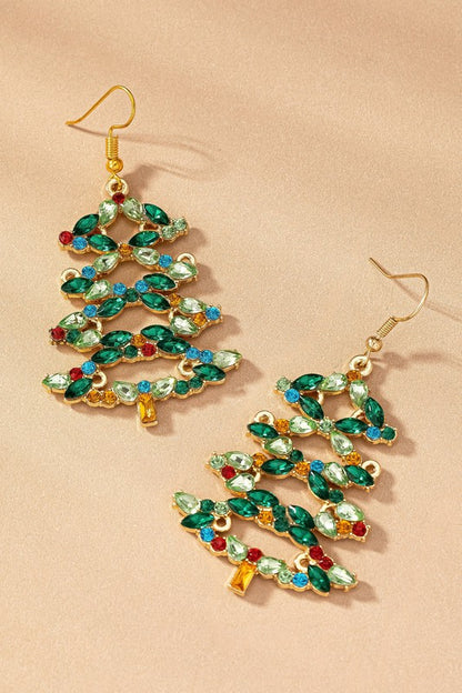 Openwork Christmas tree drop earrings