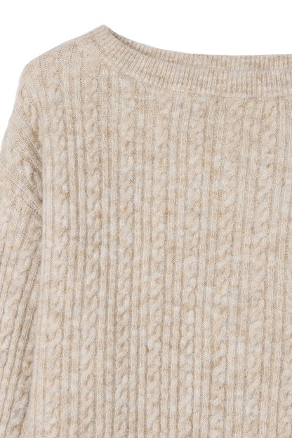 Oversize cable sweater-femmiflare.com
