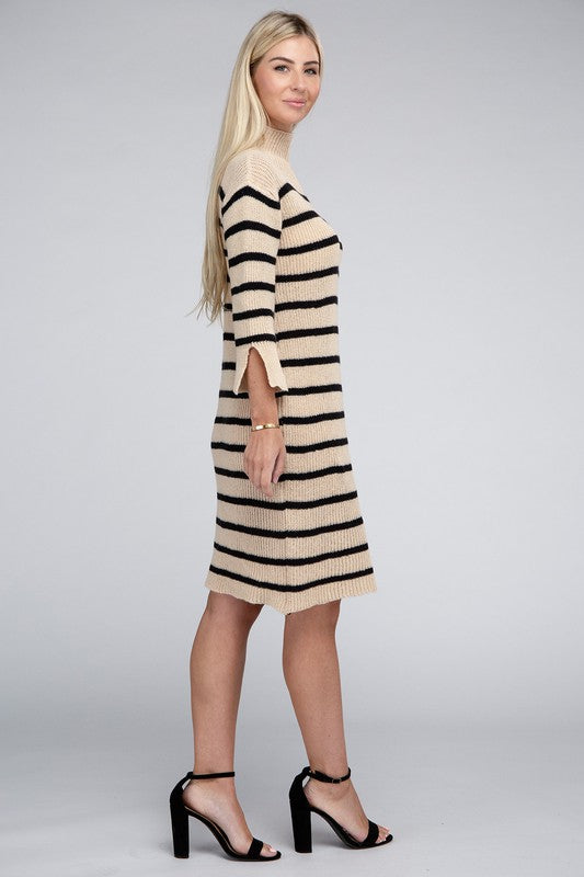 Striped Pattern Sweater Dress