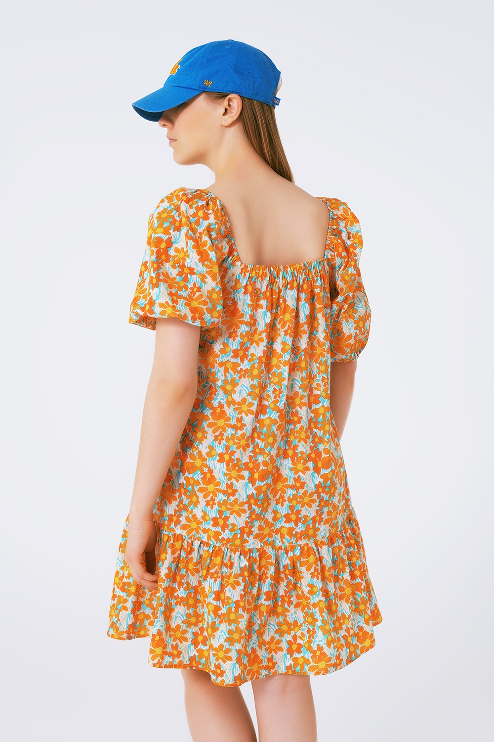 MINI DRESS FLOWER PRINT WITH PUFF SLEEVES