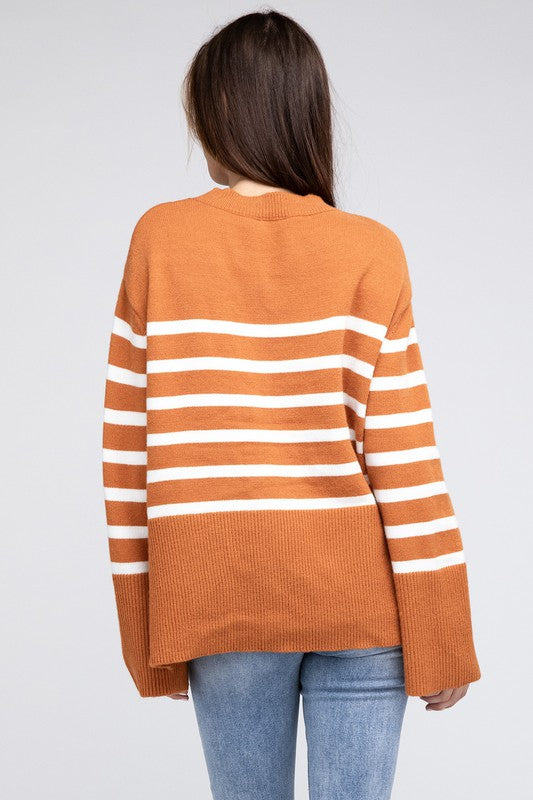 Ribbed Hem Stripe Sweater