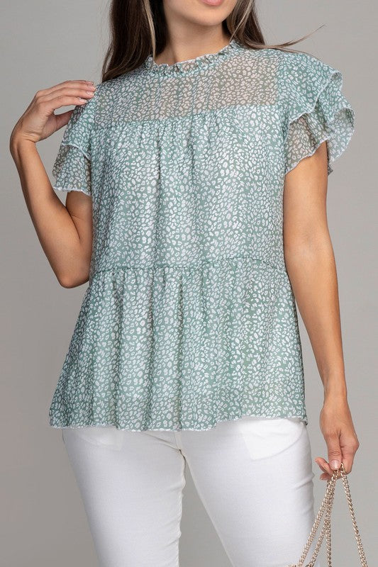 Tiered chiffon blouse-femmiflare.com