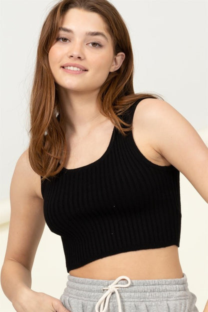 PERFECT GIRL RIBBED OPEN-BACK CROP TOP
