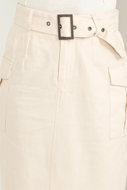 Buckled Belt Cargo Skirt
