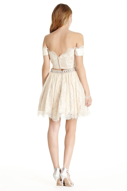 Off-Shoulder Two-Piece Short Dress