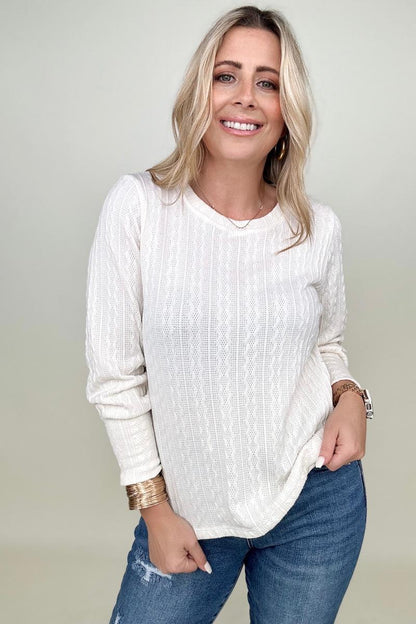 Long Sleeve Cable Knit Top